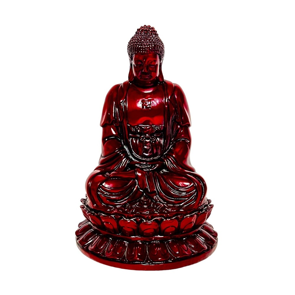Meditating Buddha Statues Fortune Figurine Gift Shelf Home Decor - Red/Maroon